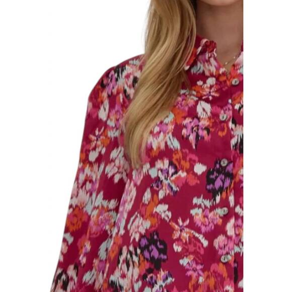 NEW ENTRO ruby long sleeve floral top in pink - Picture 3 of 3